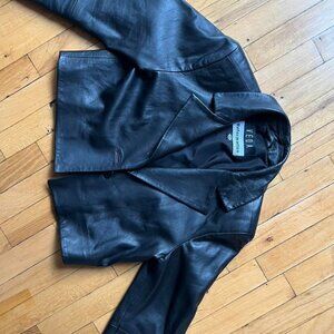 Black Veda x Reformation Atlantic Leather Cropped Blazer